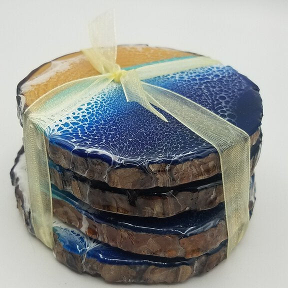 Dark Blue Ocean Resin Coaster Pack