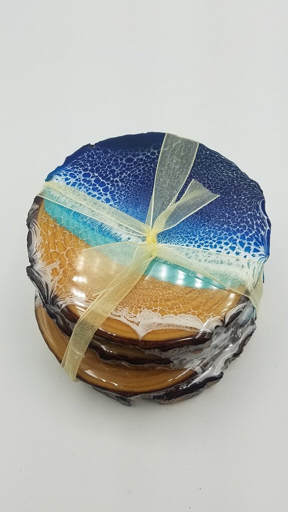 Dark Blue Ocean Resin Coaster Pack