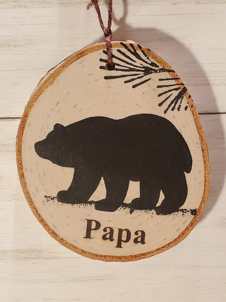 Papa Bear Small Birch Ornament
