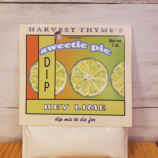 Package of Harvest Thyme's Sweetie Pie Key Lime dip mix on a wooden surface