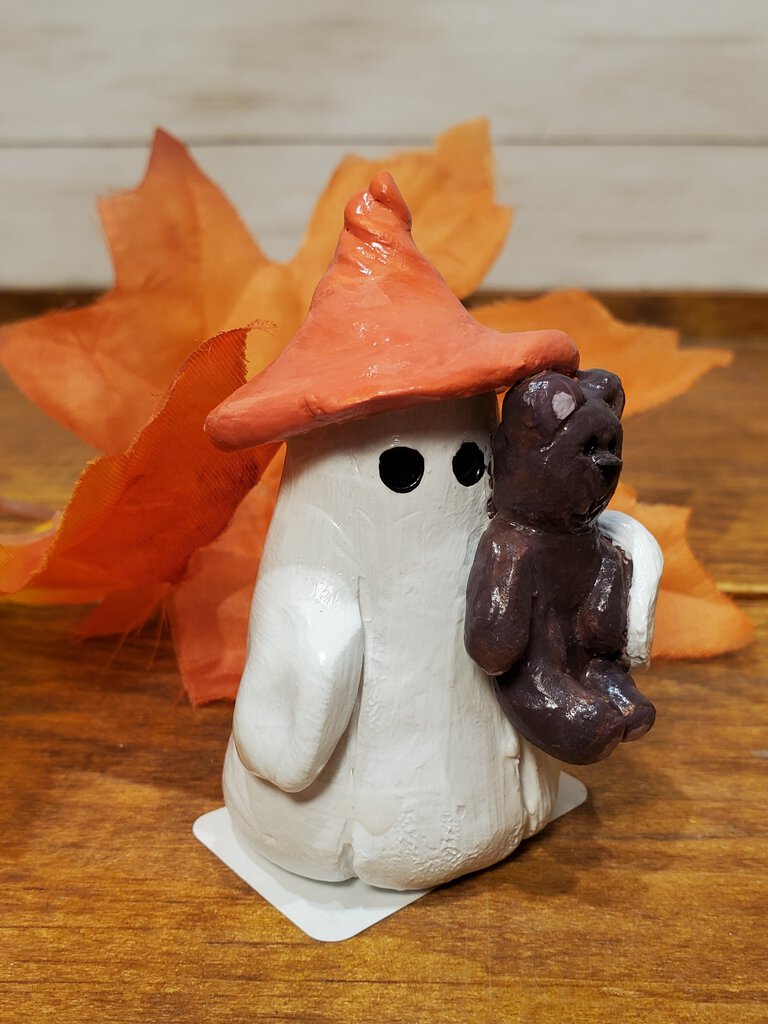 Teddy Orange Hat Clay Ghost