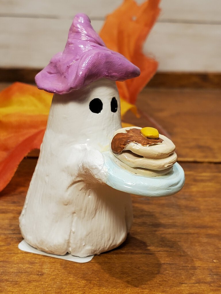 Pancakes Pink Hat Clay Ghost