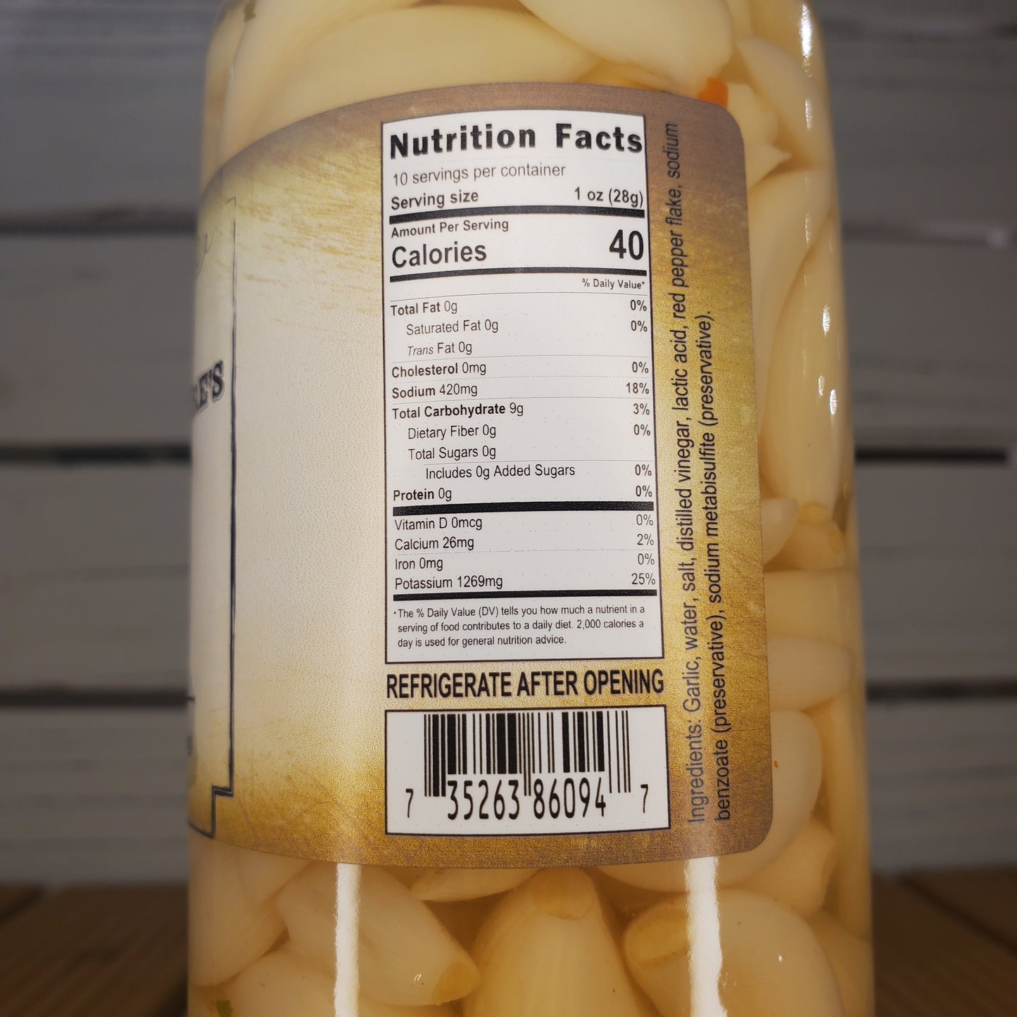 Close-up of a package with a nutrition label on a white background