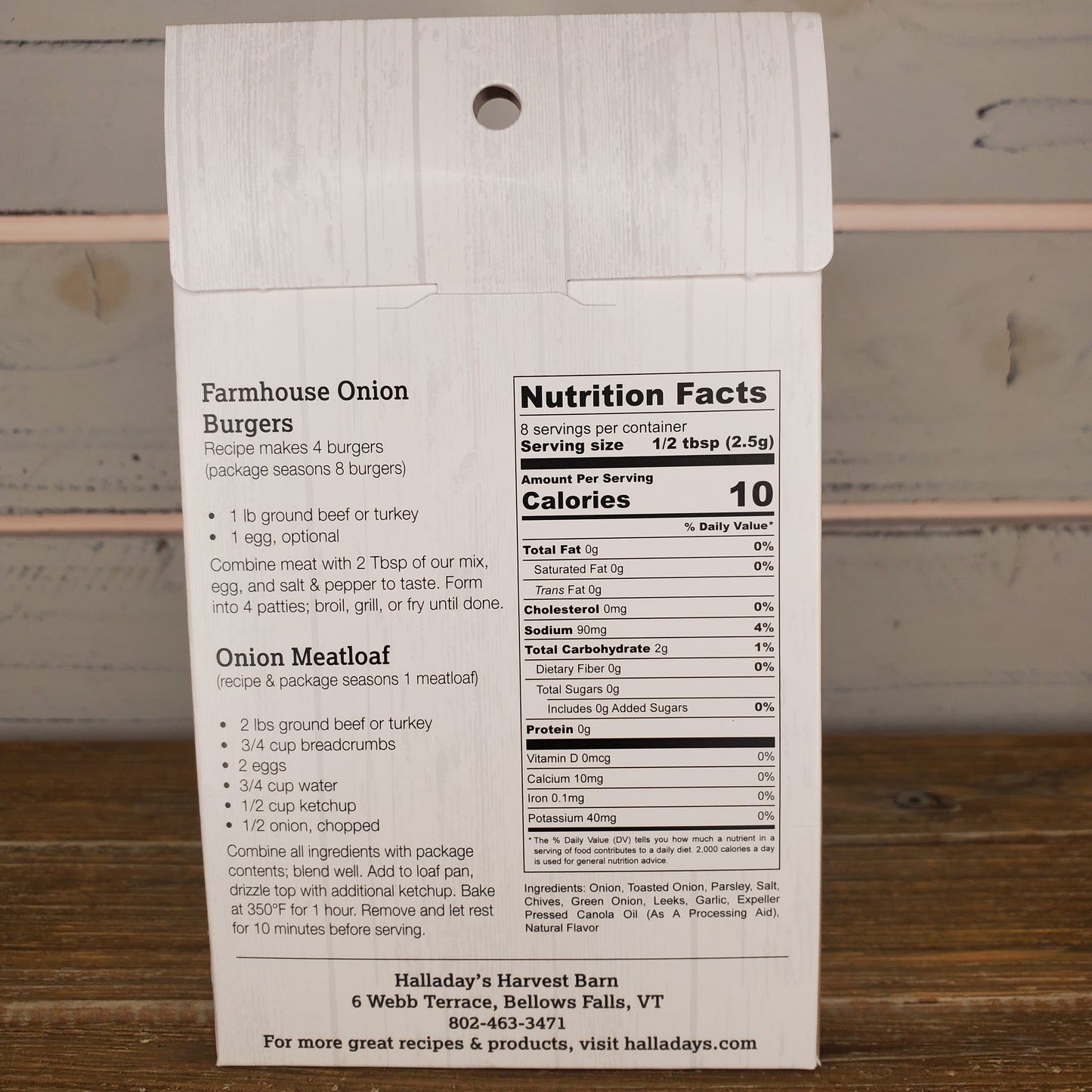 Nutrition label on a wooden surface
