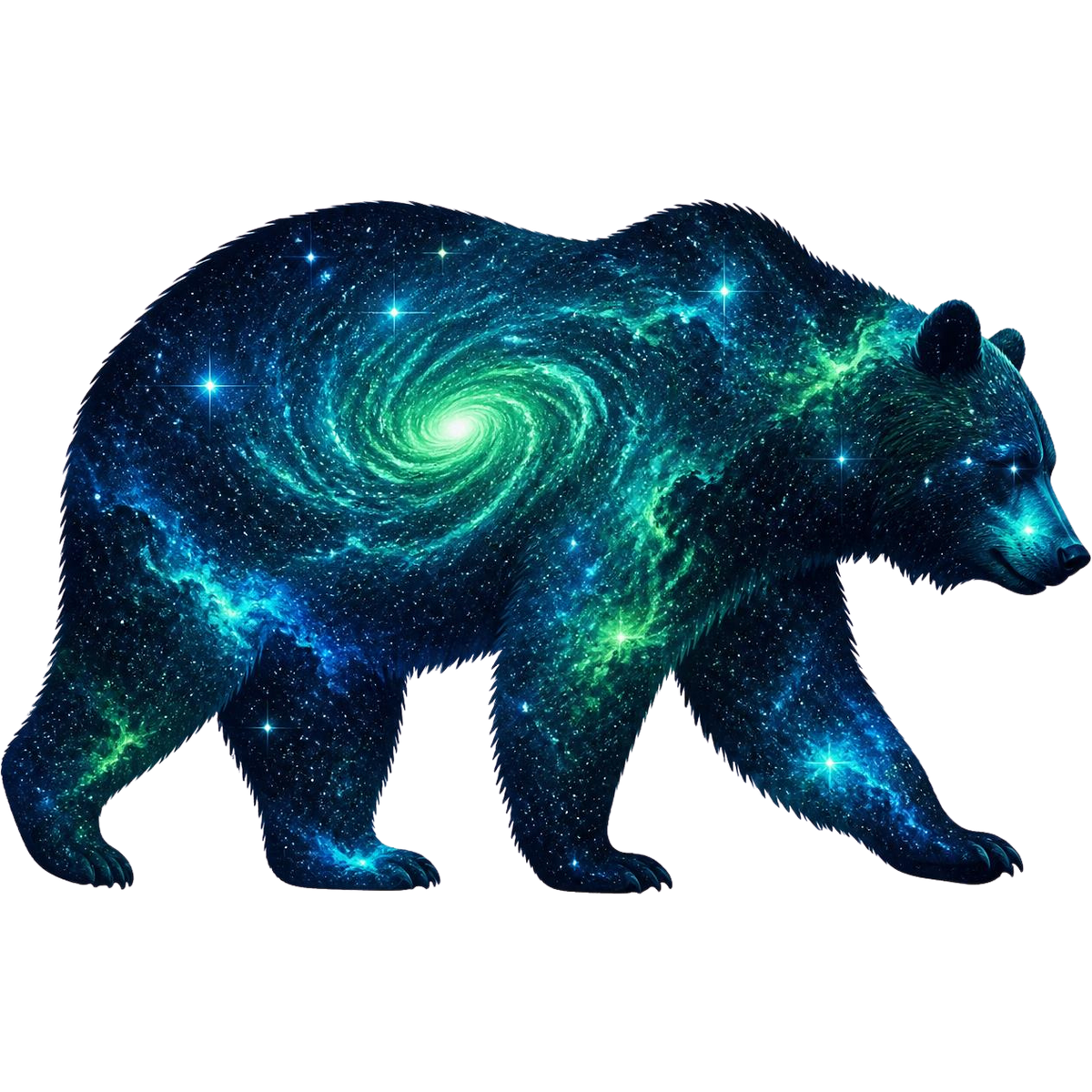 Blue and Green Galaxy Bear Sticker