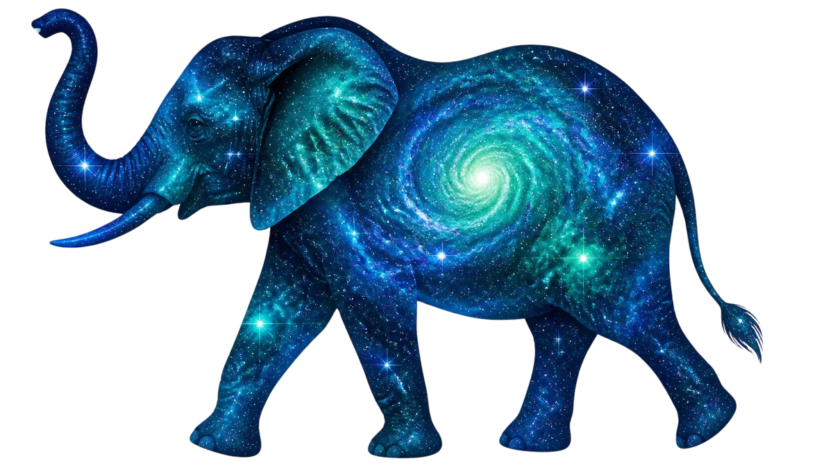 Blue and Green Galaxy Elephant Sticker