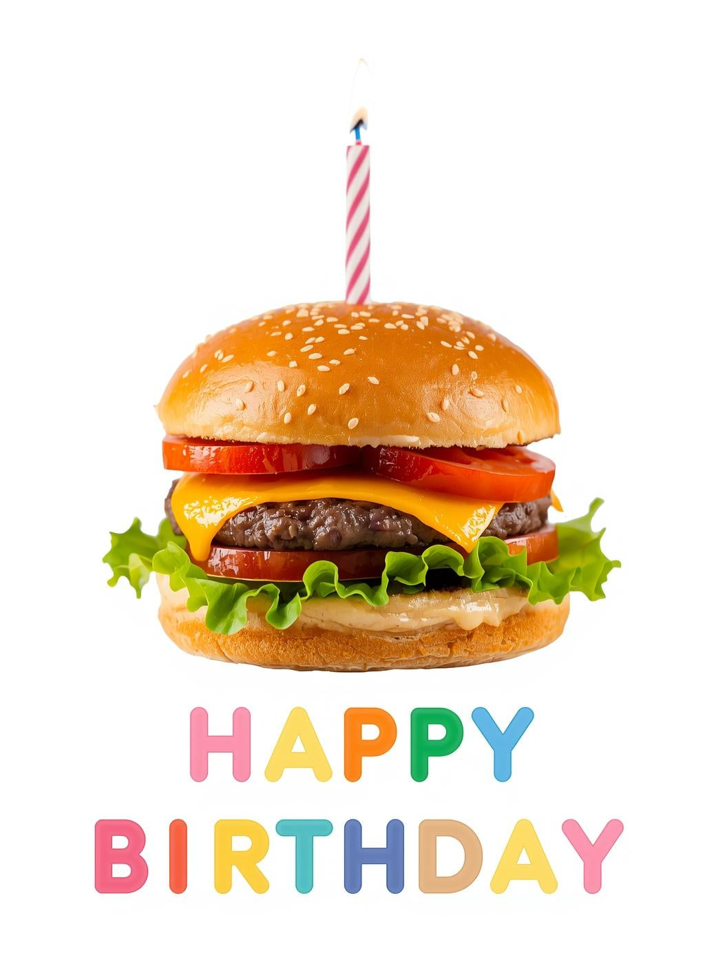 Birthday Candle in a Burger Birthday Card – Funny Food-Themed Birthday Greeting