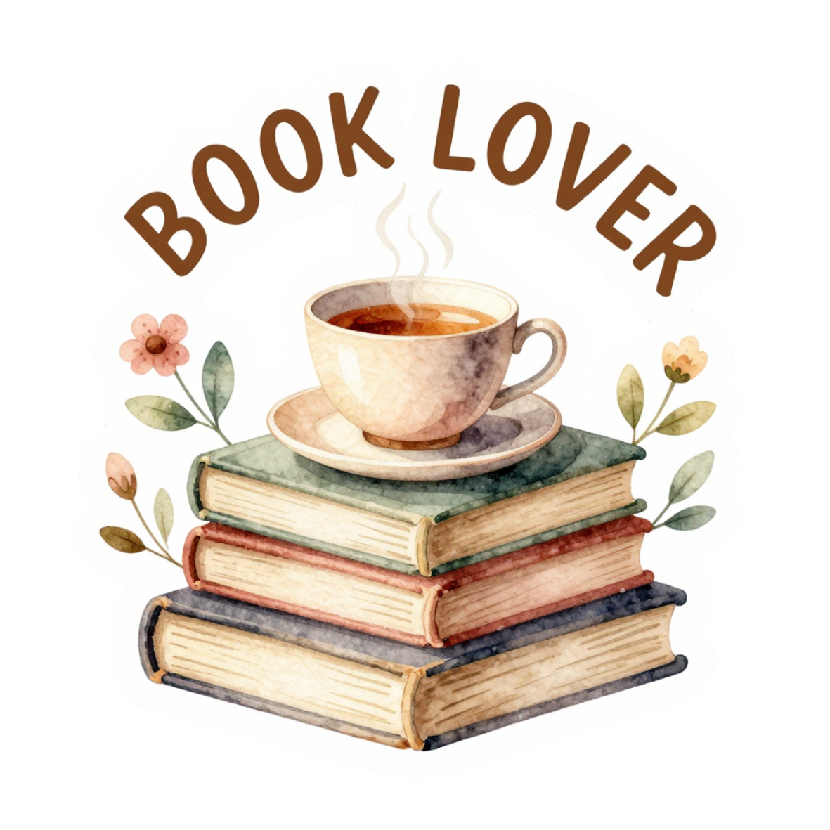 Book Lover with Coffee Sticker