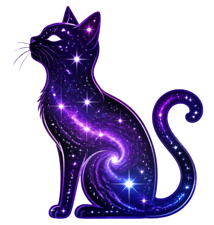 Cartoon Purple Galaxy Cat Sticker