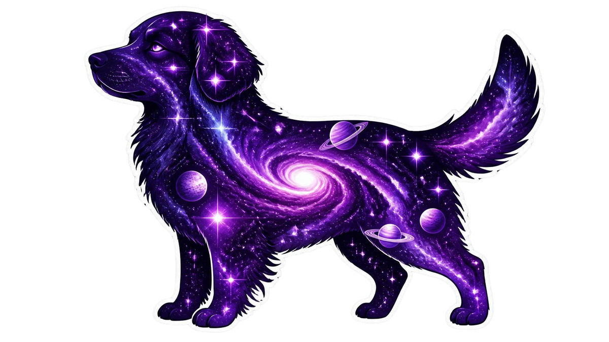 Cartoon Purple Galaxy Dog Sticker