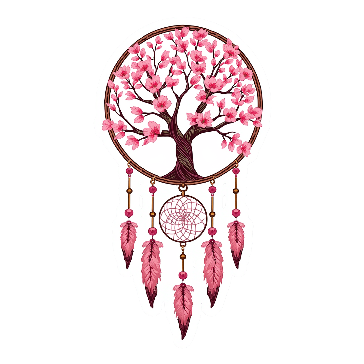 Cherry Blossom Tree Dreamcatcher Sticker