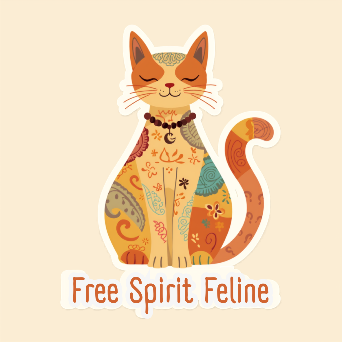 Boho Free Spirit Feline Sticker