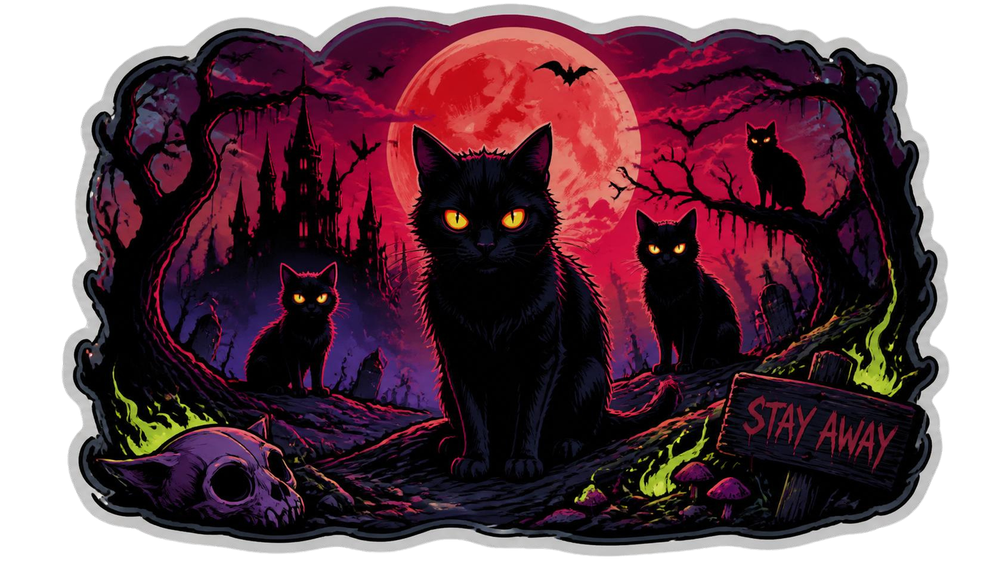 Stay Away Cats in Horror Sticker