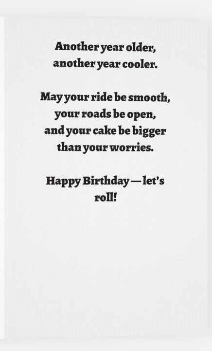 Motorcycle Candle Birthday Card – Bold Biker Happy Birthday Design