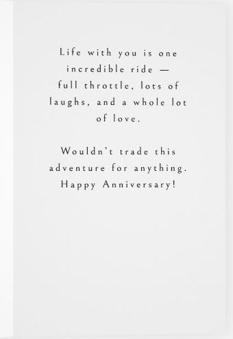 Snowmobiling Couple Anniversary Card – Happy Anniversary Winter Adventure