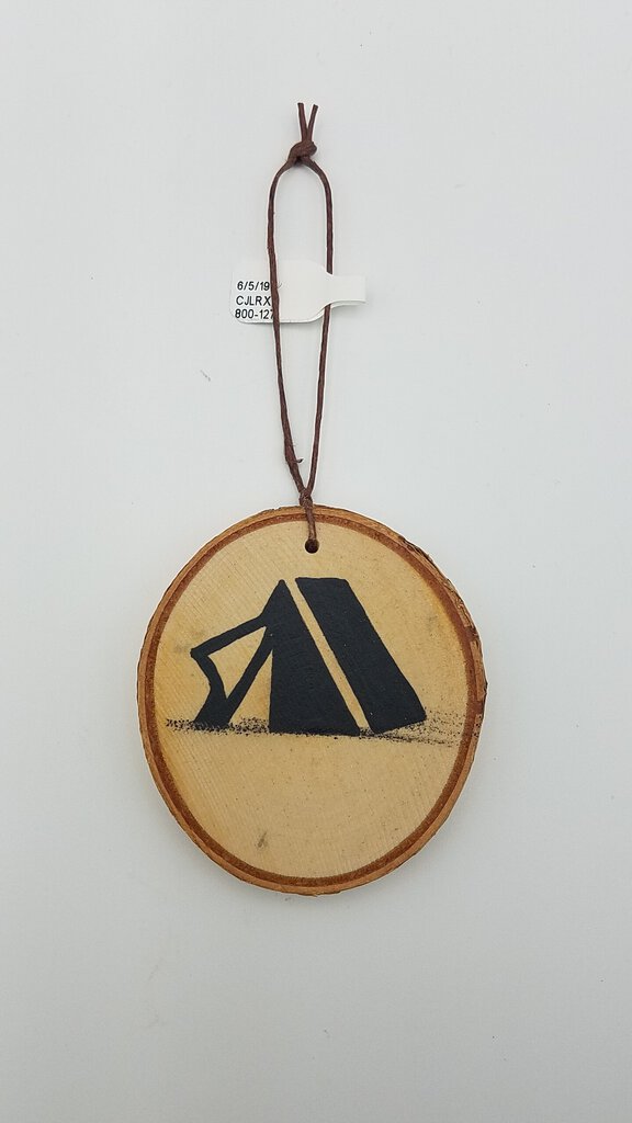 Wood ornament with tent