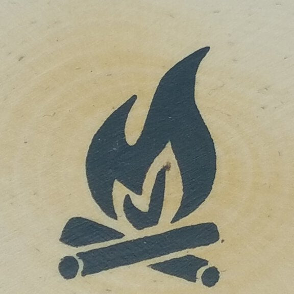 Wood fire on wood print