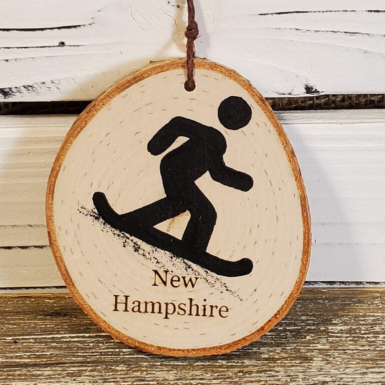 NH Snowboarding Small Birch Ornament