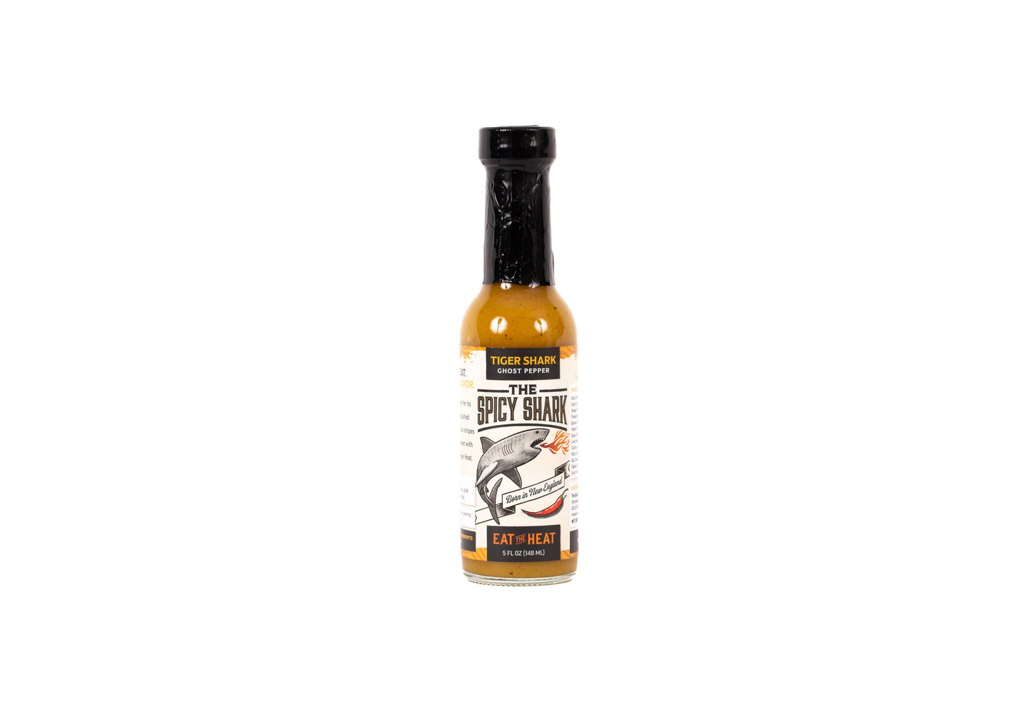 Bottle of spicy sauce on a white background