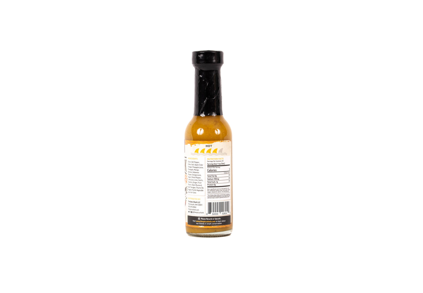 Bottle of hot sauce on a white background
