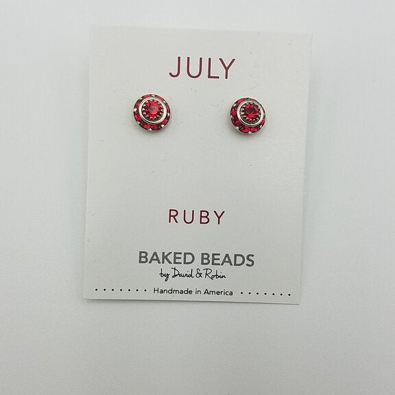 July Ruby Birthstone Earrings