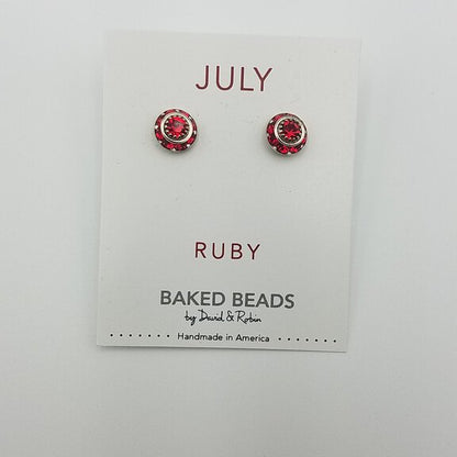 July Ruby Birthstone Earrings