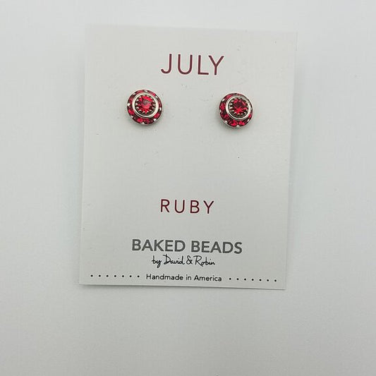 July Ruby Birthstone Earrings