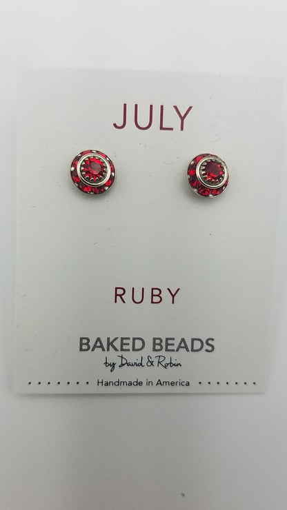 July Ruby Birthstone Earrings