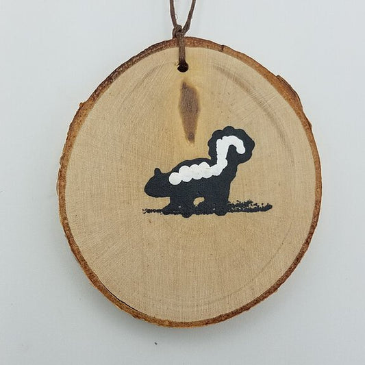 Small Skunk Birch Ornament