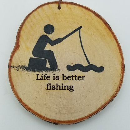 Medium Life Is Better Fishing Birch Ornament