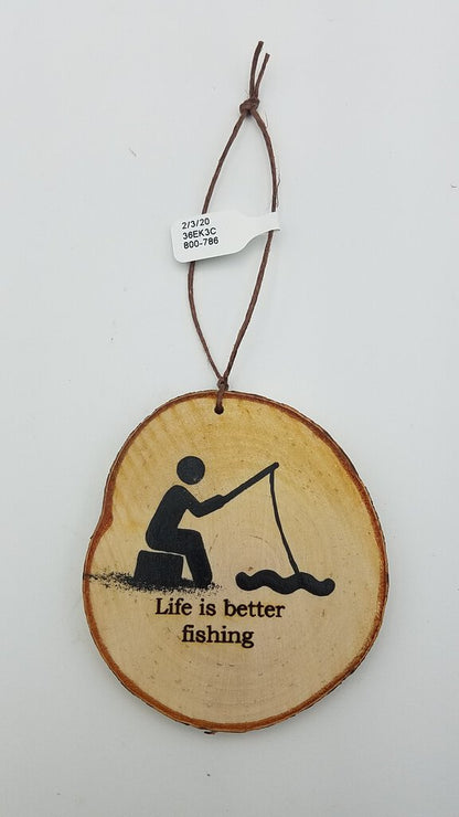 Medium Life Is Better Fishing Birch Ornament