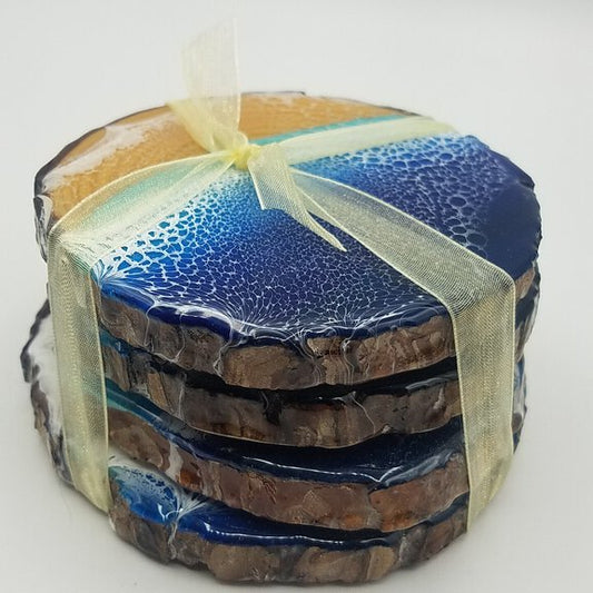 Dark Blue Ocean Resin Coaster Pack