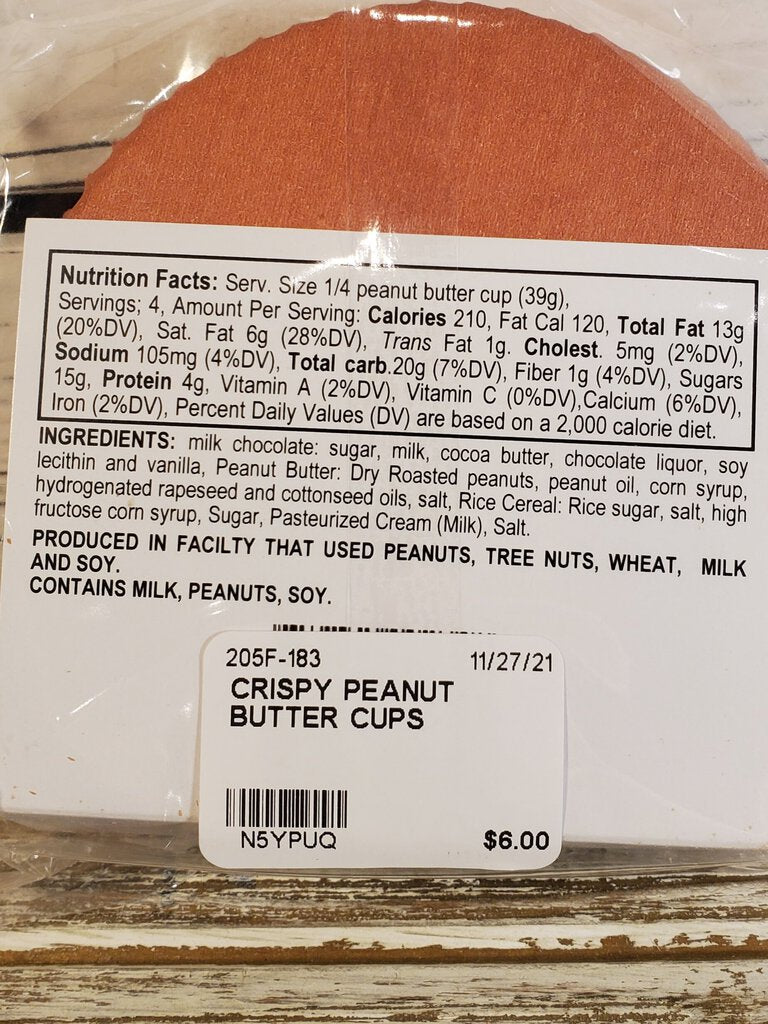 Back of a food bag label