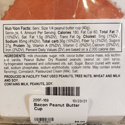 Food label for peanut butter