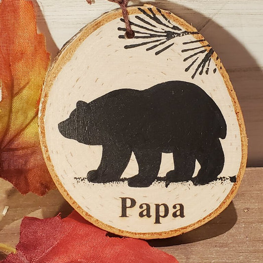 Papa Bear Small Birch Ornament