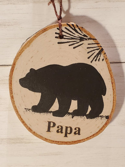 Papa Bear Small Birch Ornament