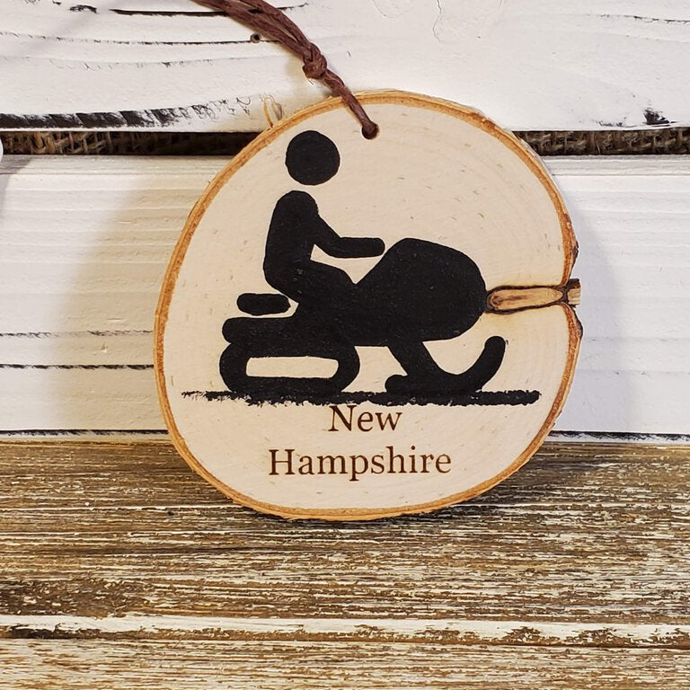 NH Snowmobile Small Birch Ornament