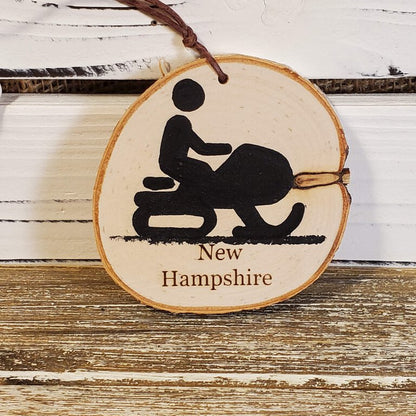 NH Snowmobile Small Birch Ornament