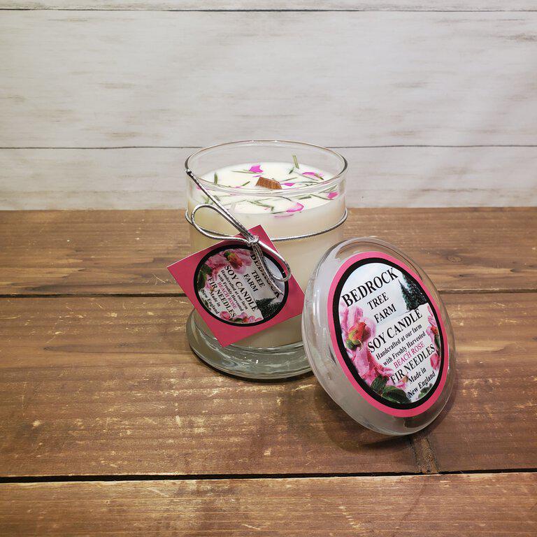 Soy wax candle jar with label