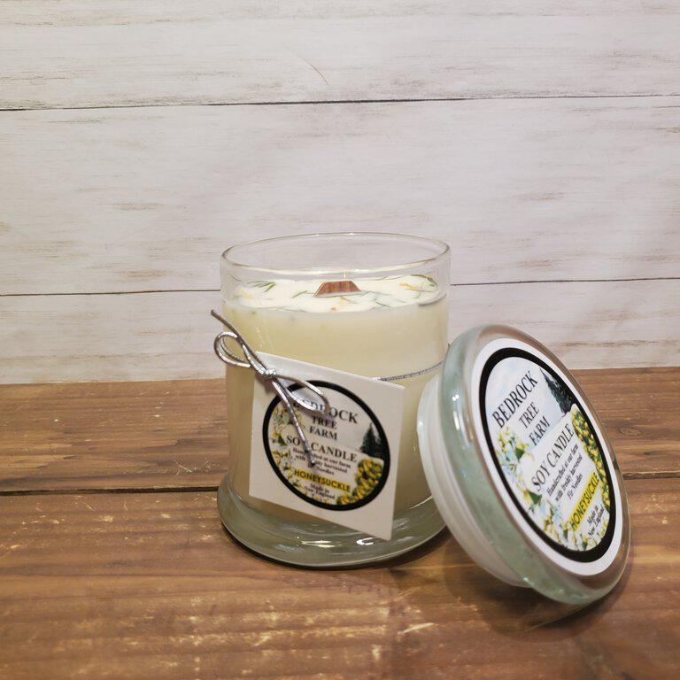 Candle jar with lid on its side