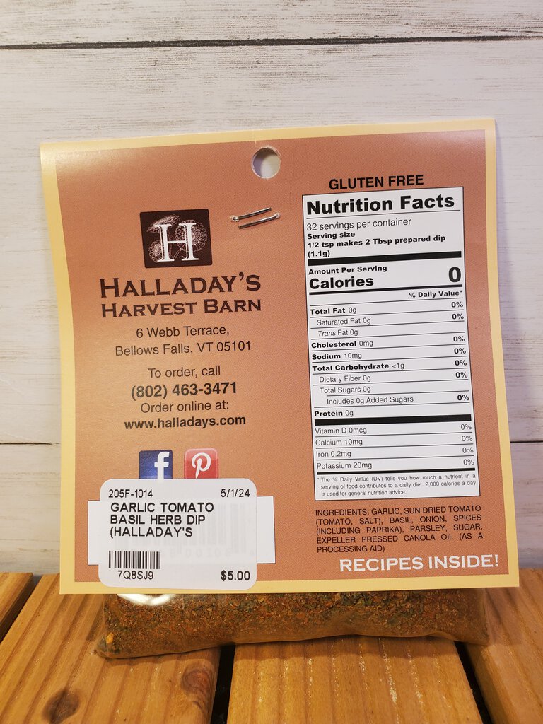 Seasonings packet with directions