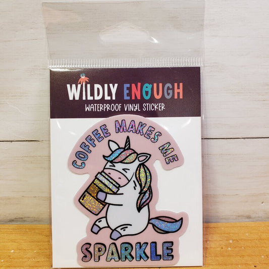 Coffee Makes Me Sparkle Unicorn Sticker