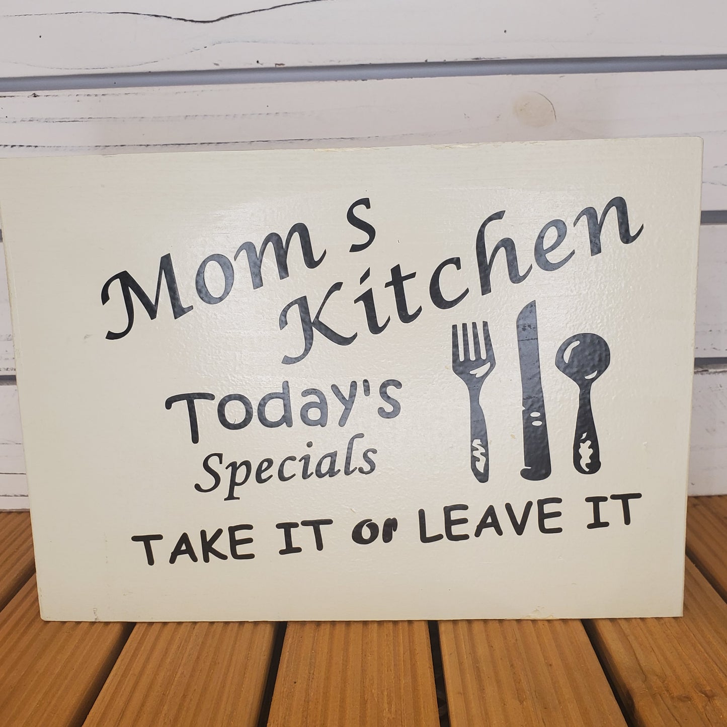 “Mom's Kitchen...” 8x10 White Wooden Sign