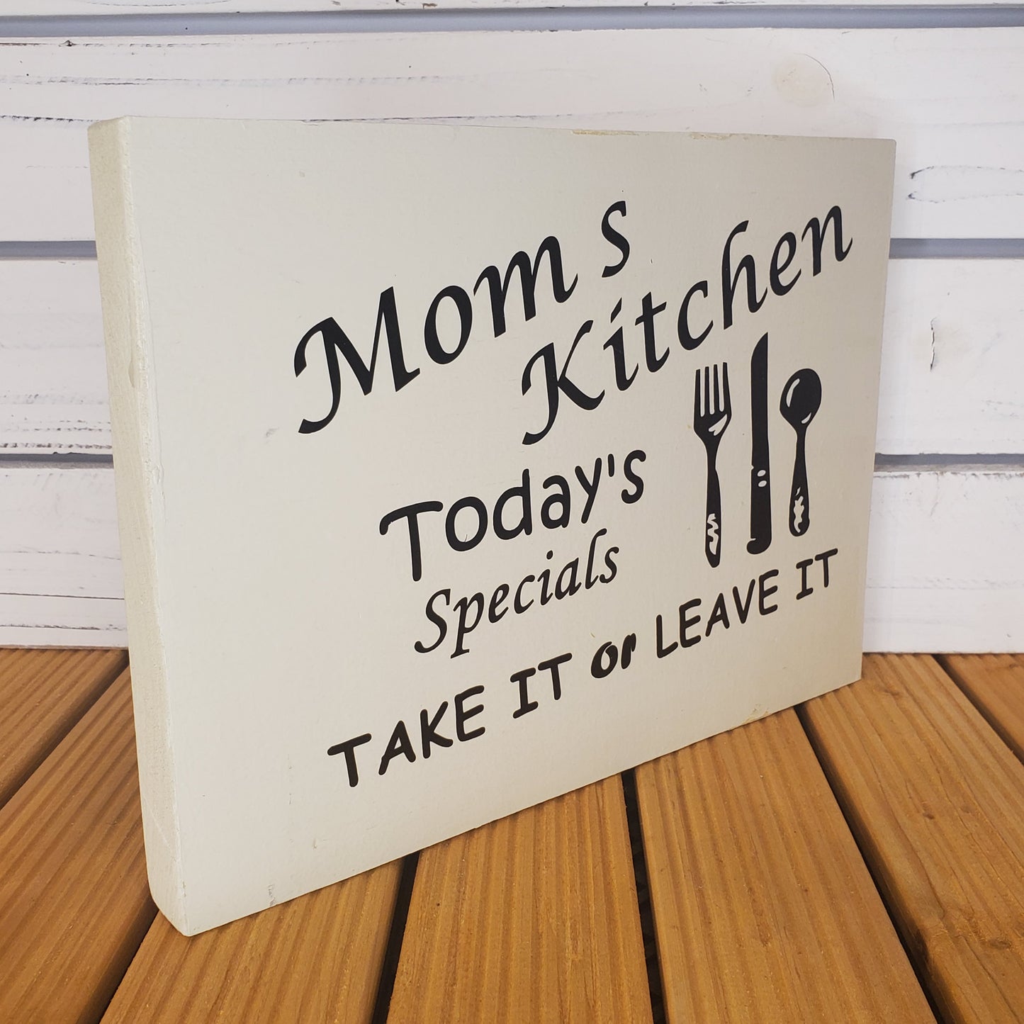 “Mom's Kitchen...” 8x10 White Wooden Sign