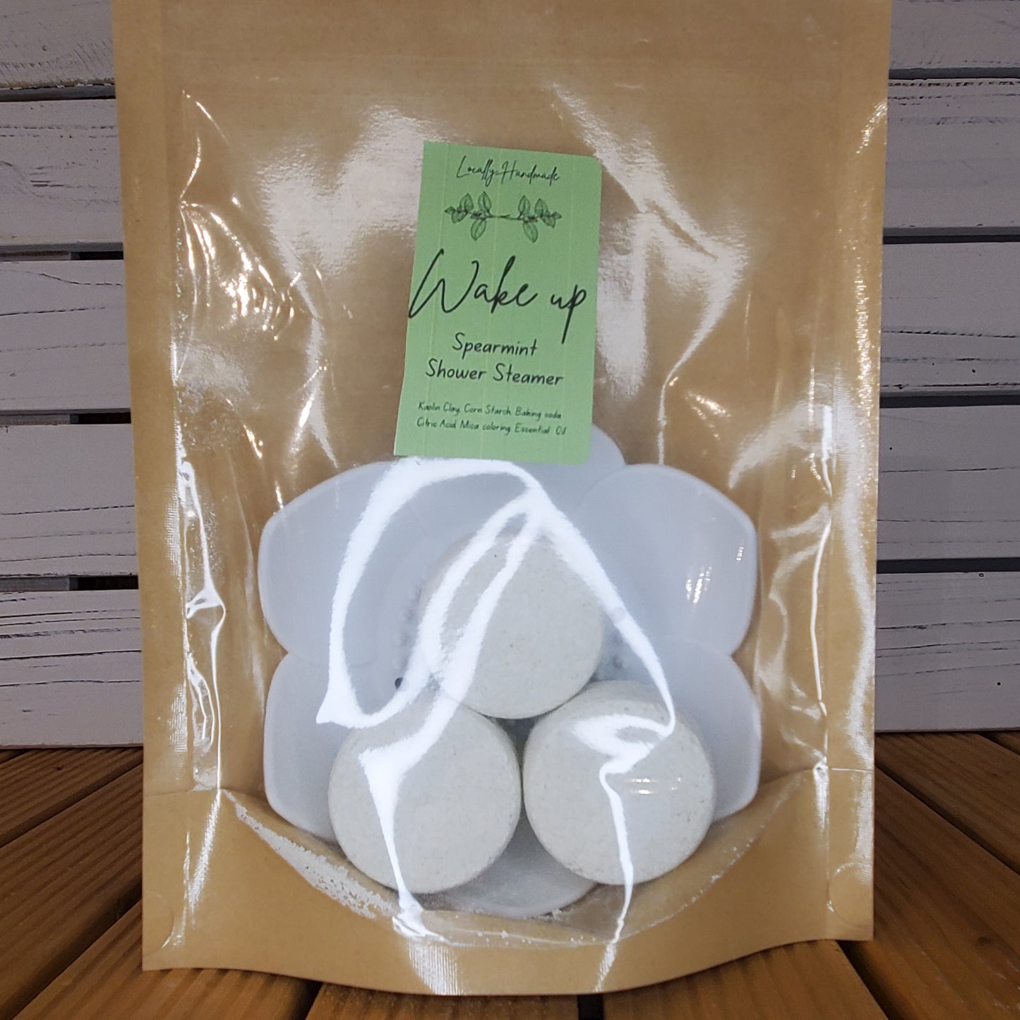 Wake Up – Spearmint Shower Steamers with Tray Bath Additives Locally Handmade Salem NH