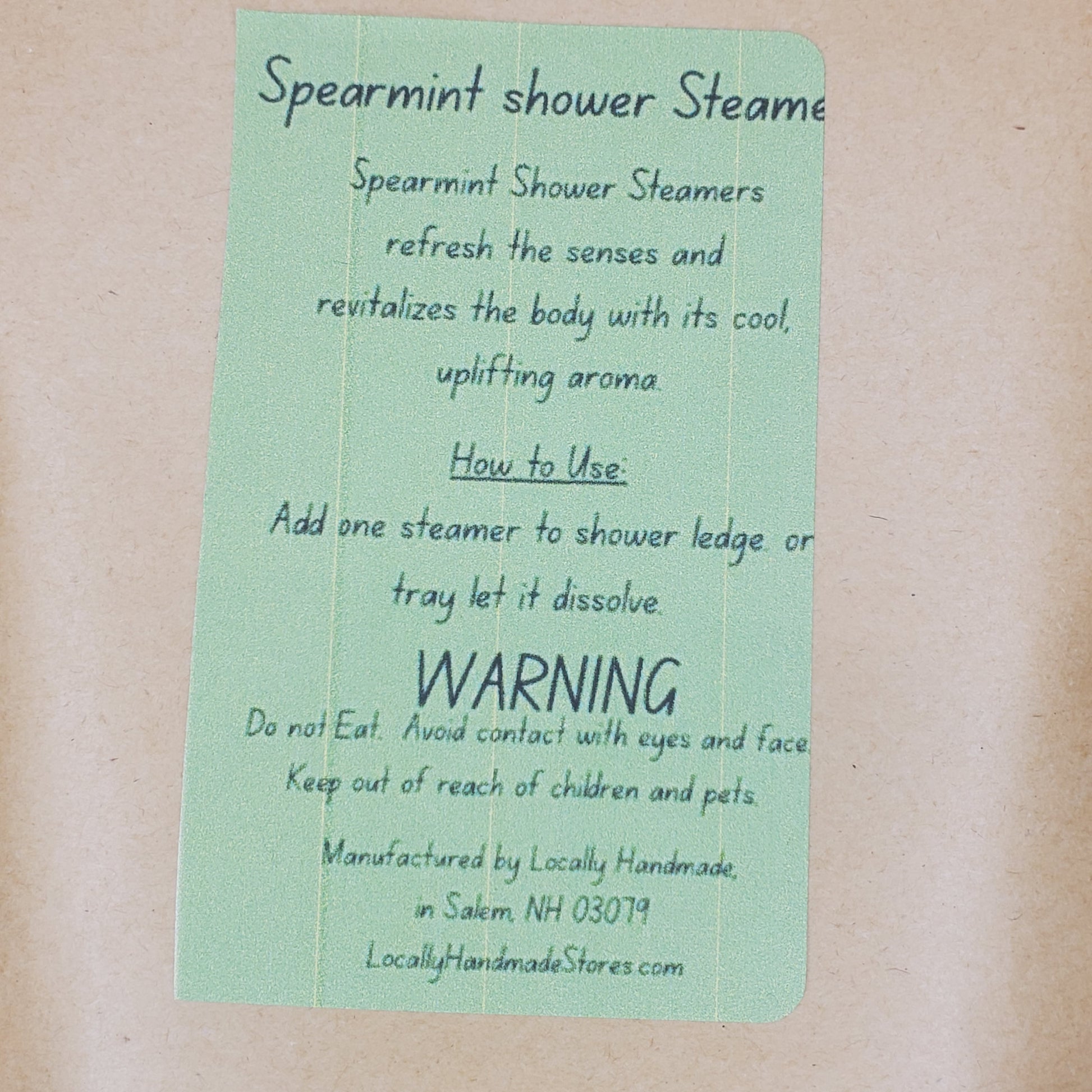 Wake Up – Spearmint Shower Steamer (1pk) Bath Additives Locally Handmade Salem NH