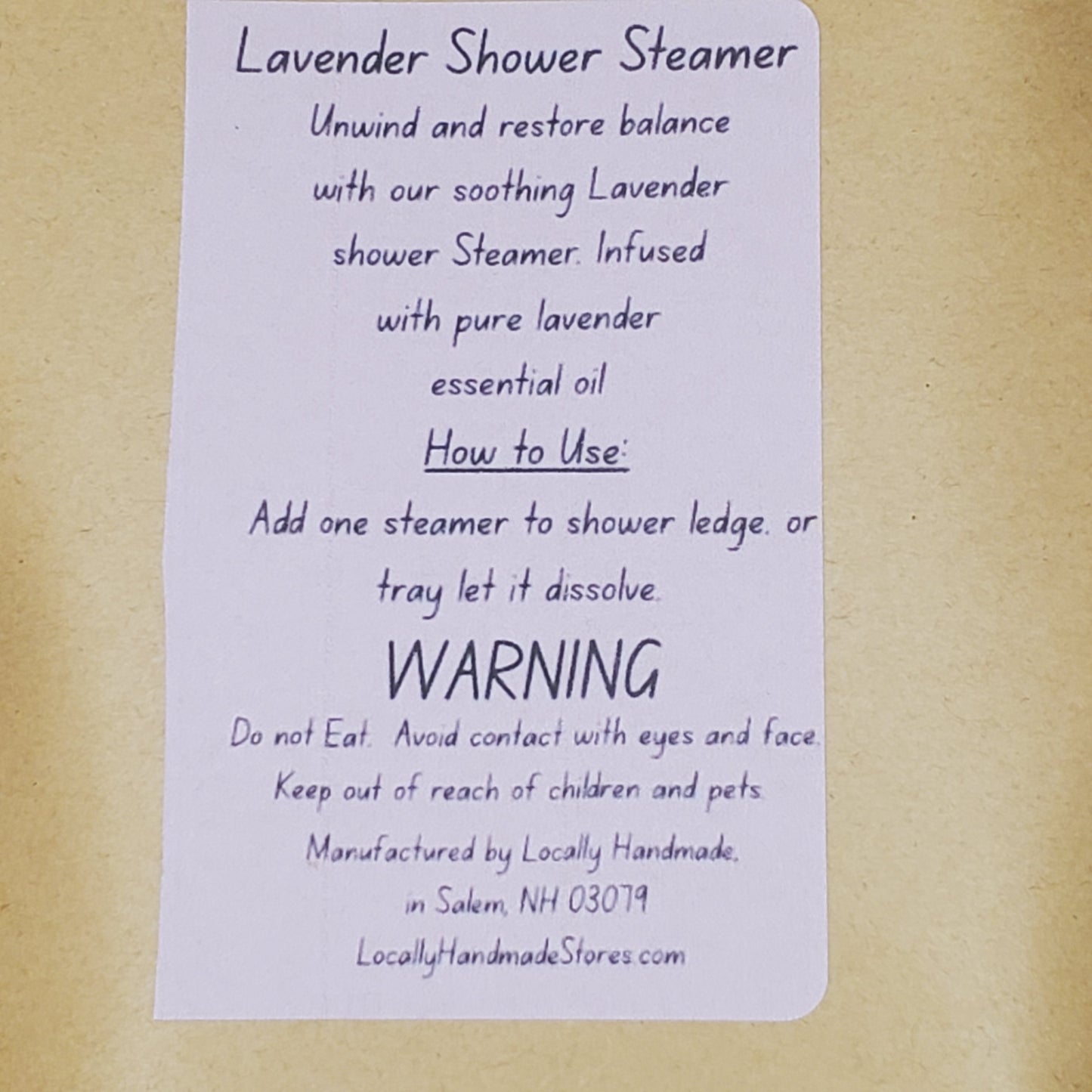 Relax and Unwind – Lavender Shower Steamers with Tray Bath Additives Locally Handmade Salem NH