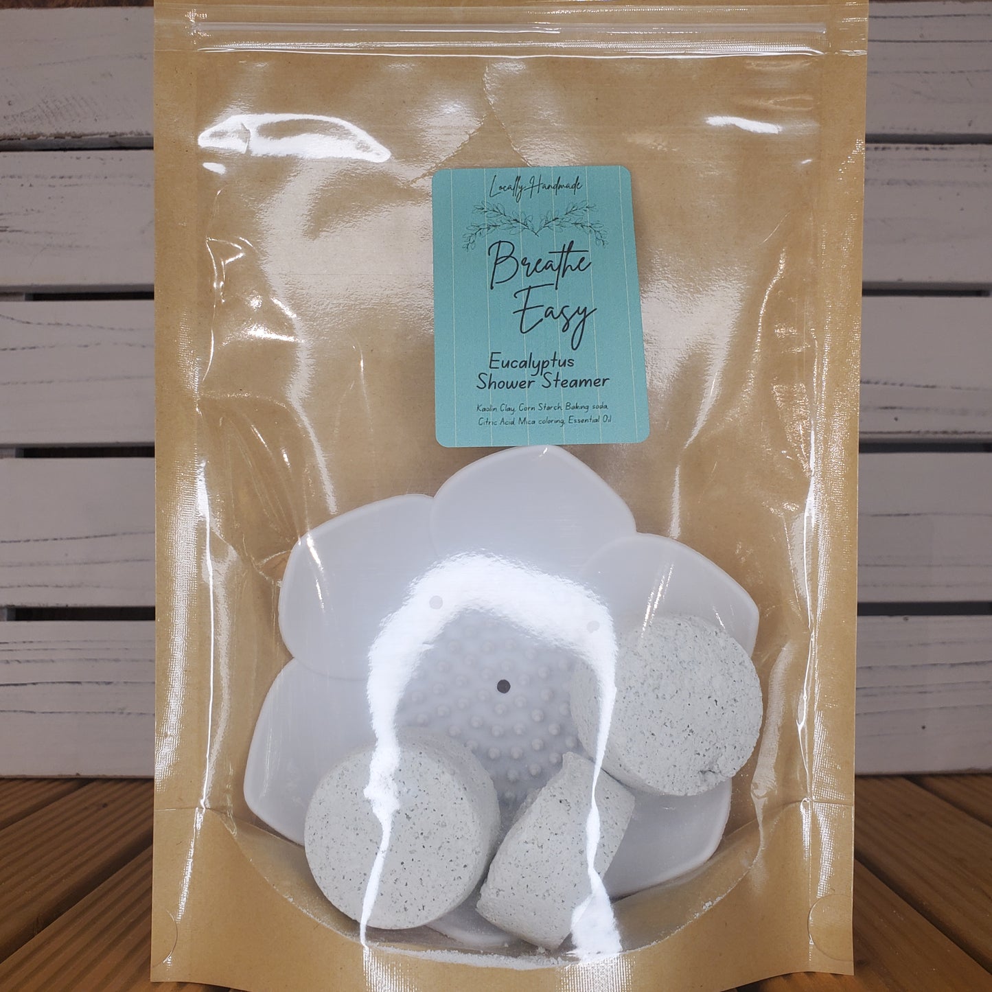Breathe Easy – Eucalyptus Shower Steamers with Tray Bath Additives Locally Handmade Salem NH