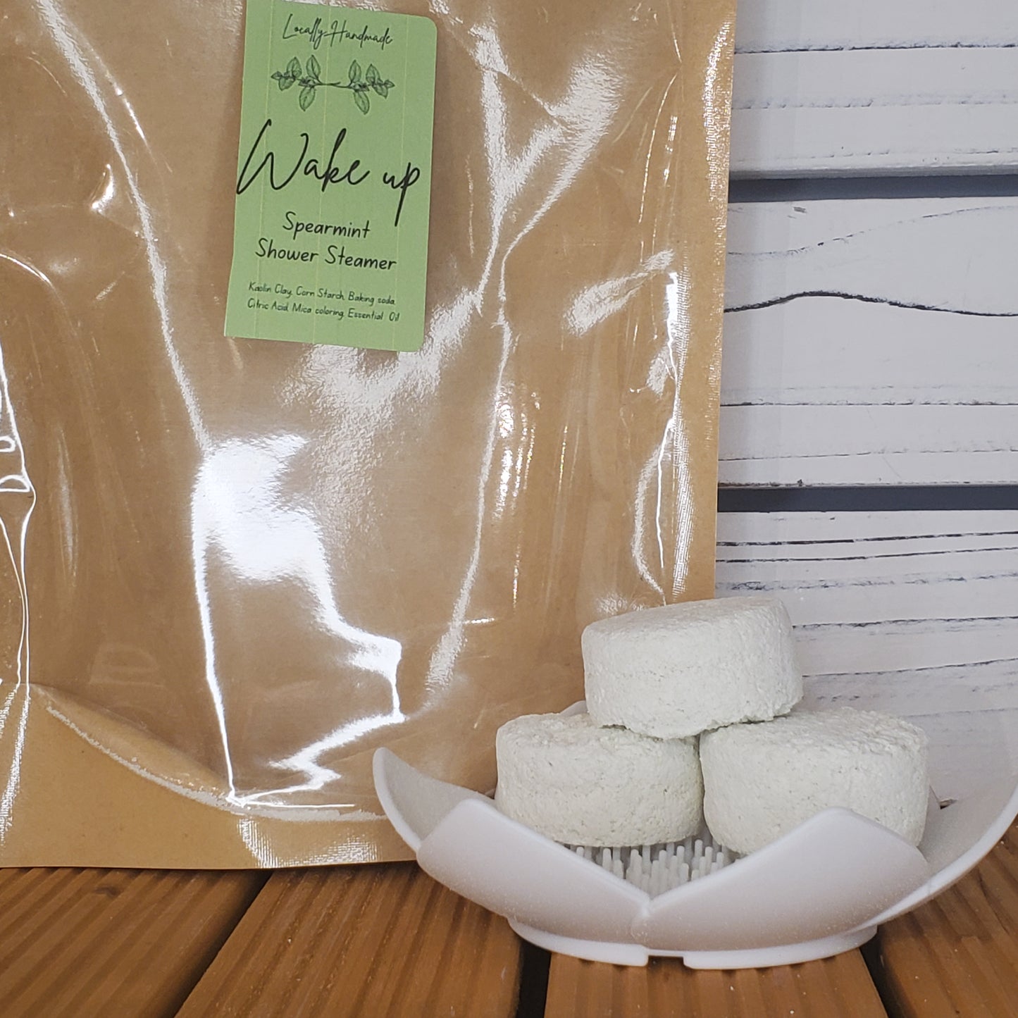 Wake Up – Spearmint Shower Steamers with Tray Bath Additives Locally Handmade Salem NH