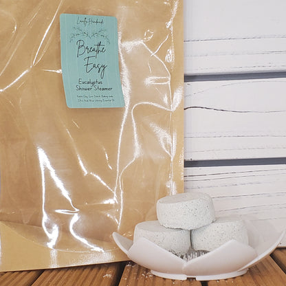 Breathe Easy – Eucalyptus Shower Steamers with Tray Bath Additives Locally Handmade Salem NH